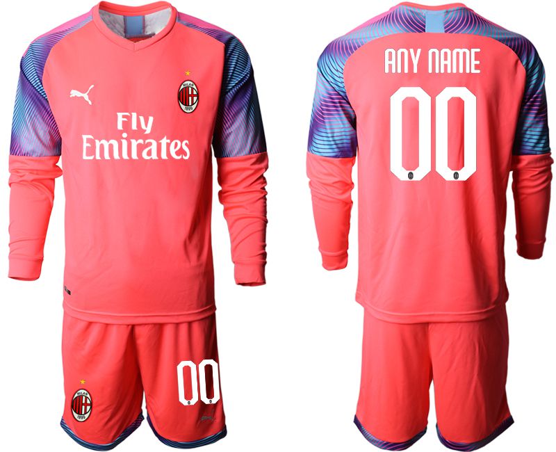 Men 2019-2020 club AC milan pink goalkeeper long sleeve customized Soccer Jerseys->customized soccer jersey->Custom Jersey
